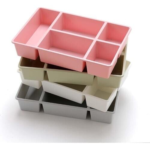 Tabletop Cosmetics 5 Compartment Storage Box Makeup Brush Finishing Kitchen Condiment Storage Box