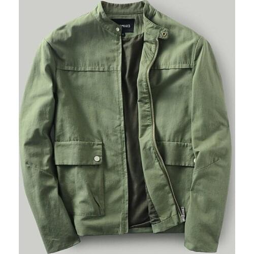 Autumn New Mens Wear Chinese Stand Collar Short Zipper Frock Coat Outdoor Climbing Trekking Camping Tooling Cargo Jacket Simple