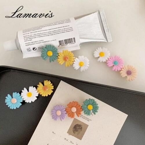 2020 New Hairpin Korean Version Cute Cartoon Little Daisy Pattern Color Matching Hairpin Bangs Clip Girl BB Clip Simple Headdres