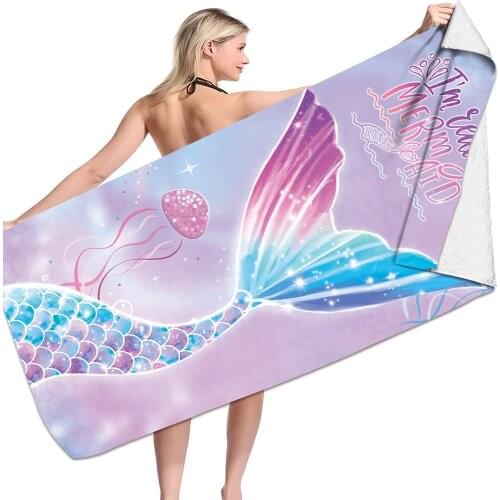 2021New Sand Free quick dry beach towel Microfiber Bath Towels Beach cushion Swimming personalized Mermaid Princess Beach towels