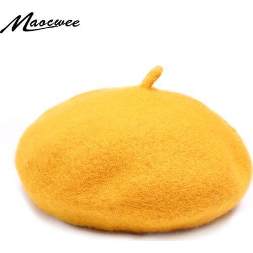 New Autumn Fashion Berets Solid Color Warm for Children Girls Winter Thin Wool Beret French Artist Red Beanie Child Hat Cap