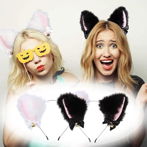 Simulation Fox Cat Ears Headband Hair hoop Cartoon Plush Cute Lolita Headwear Anime Holiday Party Cosplay Performance Headdress