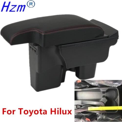 For Toyota Hilux Armrest box Retrofit parts Interior Car Armrest Storage box Holder Ashtray accessories USB LED