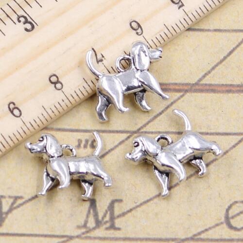 10pcs Charms Lovely Dog 13x17mm Tibetan Silver Color Pendants Antique Jewelry Making DIY Handmade Craft