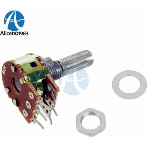 B10K 10K Ohm Potentiometer 6 Pins Split Shaft Rotary Linear Stereo Dual Taper Potentiometers
