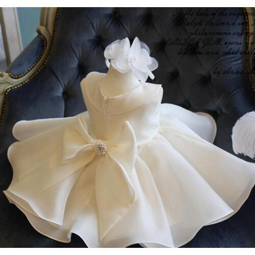 Top Quality Big Bow Girls Pageant Dresses For Baby Girl Princess Flower girl Dresses Kids Formal Wedding Party Christening Gown