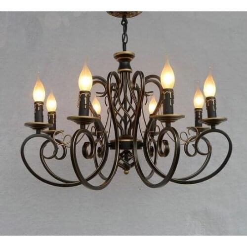 Christmas European Fashion Vintage Chandelier Ceiling lamp 6/8 Candle Lights Lighting Fixtures Iron Home Lighting E14 Modern