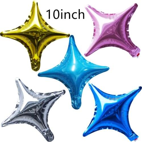 10 four-point star-shaped aluminum foil balloons gold, red, silver, black party balloons birthday decoration childrens toys