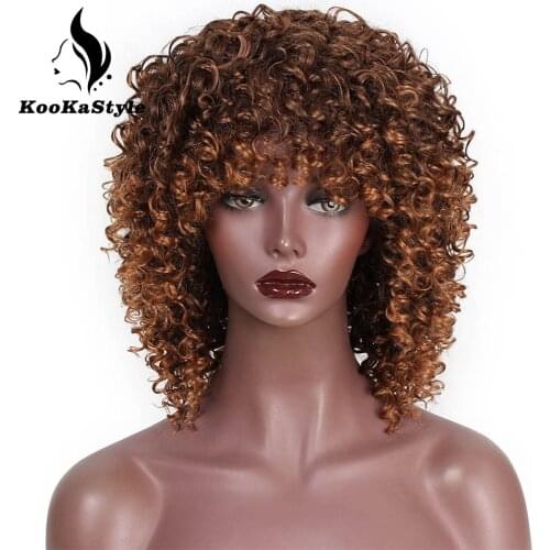 AISIBEAUTY Synthetic Wigs for Women Omber Afro Kinky Curly Short Wigs High Temperature Fiber Blonde Mixed Brown African American