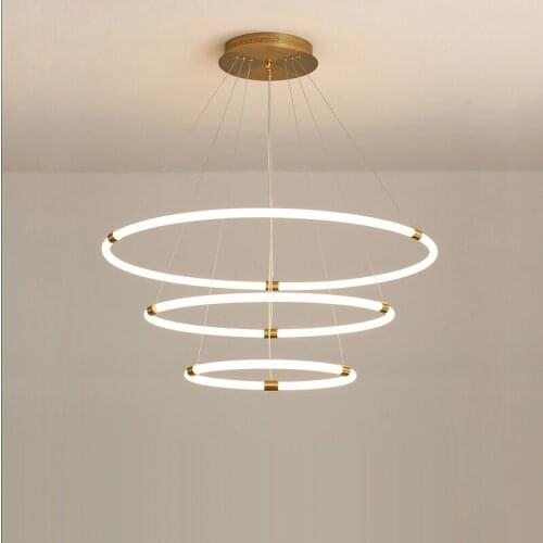 LED Modern Gold Chrome White Lucky Ring Designer Hanging Lamps Suspension Luminaire Lampen Pendant Lamp Pendant Light For Foyer