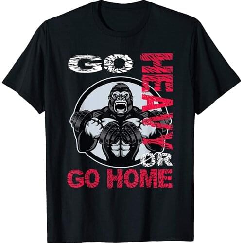 Workout Gym Fitness Go Heavy or Go Home Weightlifting Tshirt