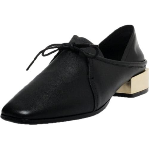 Natural Genuine Leather Women Heels Shoes Thick Heel Fashion High Heel Shoes Girls Casual Shoes Sapatos Femininos