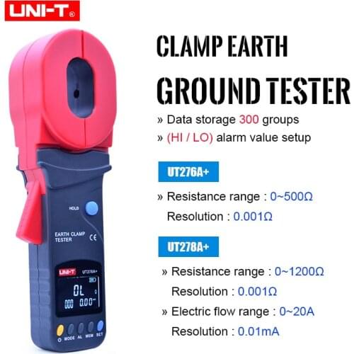 UNI-T UT276A+/UT278A+ High Precision Digital Display Clamp Earth Ground Testers Clamp Ground Resistance Tester