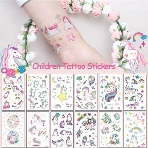 7.5x12cm Waterproof Temporary Tattoo Sticker Unicorn Children Tattoo Paste on Face Arm Leg for Children Body Temporary Sticker