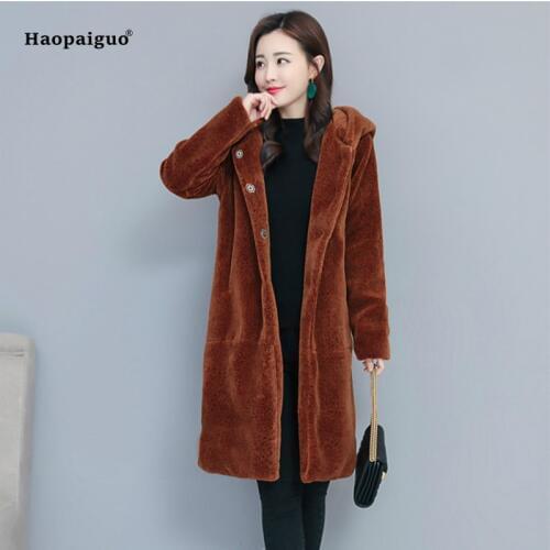 Plus Size Solid Modis Autumn Winter 2018 Women Faux Fur Black Hoodie Casual Loose Cashmere Long Coat Style Ladies Outwear Coats
