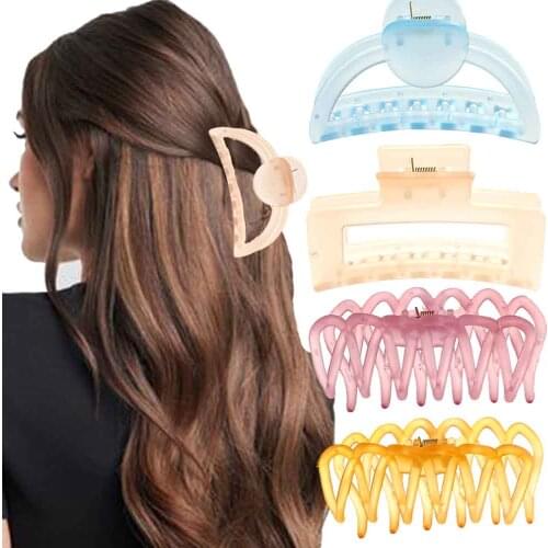 Haimekang 9cm Candy Color Hair Claws For Women Ponytail Hair Clips Solid Color Headwear Tools Girls Fashion Hair Accessories