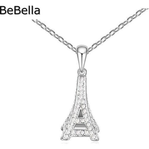 BeBella Eiffel tower Paris love pendant necklace made with Czech crystals for women gift