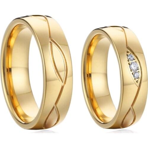 1 pair vintage nice rose pattern 18k gold plated couple wedding rings for men and women ladies jewelry ring marriage