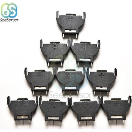 10Pcs Black Plastic CR2032 2032 3V Cell Coin Battery Socket Half Round Holder Case Storage Box 3 Pin