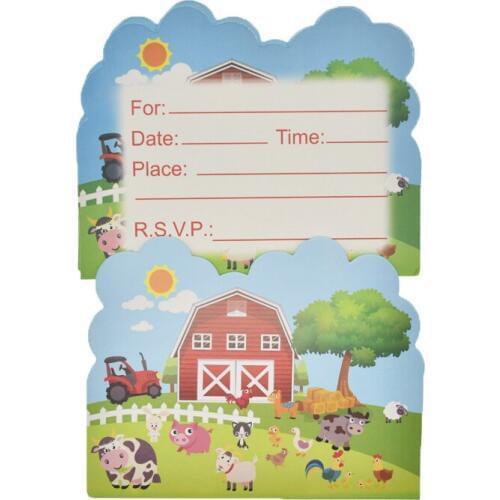 10pcs Farm Animals Pig Cow Sheep theme invitation cards birthday party decoration for kids Cute baby shower cards Party supplies