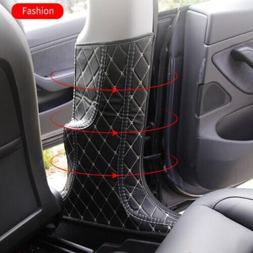 2pcs/set Car Styling Interior B Pillar Anti-dirty Cover Sticker For tesla Model 3 2017-2020 PU Leather