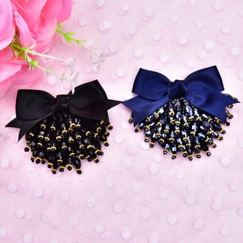 2pcs/Lot blue Crystal Rhinestone bow Applique Tassels Flatback Sew On Rhinestone beaded For Wedding shoe Dress Decoration Shoes
