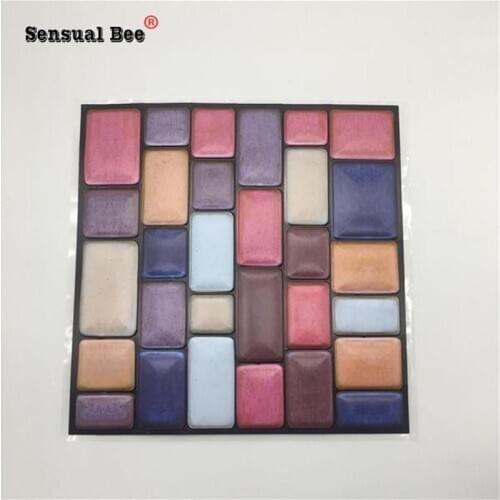 3D Colorful Brick Pattern Emboss Tile Wall Sticker Kitchen Bathroom Tiles Decoration Art Mural Waist Line Vinyl DIY Wall Decals