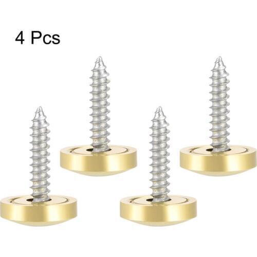 UXCELL Mirror Screws Kits Decorative Cap Cover Nails Polished Stainless Steel Gold 14/16/18/22mm for Tea Tables Wardrobes 4pcs