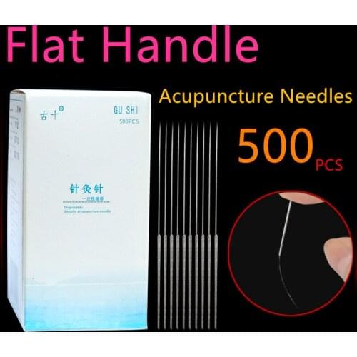 Flat Handle Acupuncture Needle 500 Disposable Acupuncture Needle With Tube Sterile Needle beauty massage needle