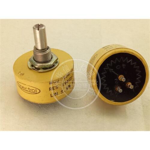 Used Spectrol 138-0-0-103 10K shaft 23mm Conductive Plastic Potentiometers switch color yellow