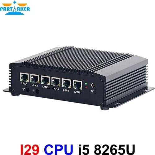 Fanless Mini PC Intel Core i5 8265U 6 LAN 211AT Gigabit Ethernet 4*Usb 3.0 HD RS232 COM Firewall Appliance Router pfSense Minipc