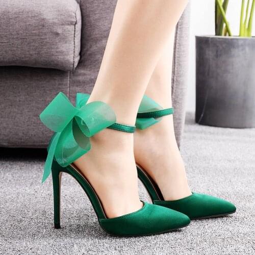 Thin Heel Pointed Toe Sandals Silk and satin Dress Pumps and Party heels Sandals For women