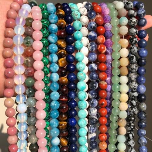 Natural Stone Turquoises Agates Tiger Eye Round Loose Stone Beads 4/6/8/10/12MM Suitable For Making DIY Charms Jewelry Wholesale