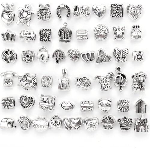 Metal Alloy Spacer Beads Crown Heart Turtle Charm Beads For Jewelry Making DIY Bracelet Necklace Accessories 5/10/20/30pcs