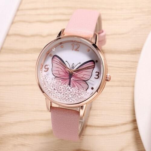 Women Watches 2020 Butterfly Pattern Leather Strap Top Brand Luxury Fashion Casual Quartz Ladies Wristwatch Relogio Feminino