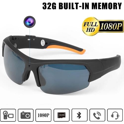 ET Sunglasses Headset Camera HD 1080P Smart Mini Camcorder Glasses Multifunctional Bluetooth MP3 Player Suport Hidden tf card