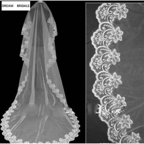 Ivory/White/Red Bridal Veils 3 Meters Long One Layer Veil Elegant Wedding Accessories Velos De Novia voile de mariee