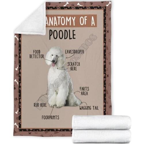 The anatomy of poodle dog fleece blanket funny 3d printed Sherpa Blanket on Bed Home Textiles HOME ACCESSORIES