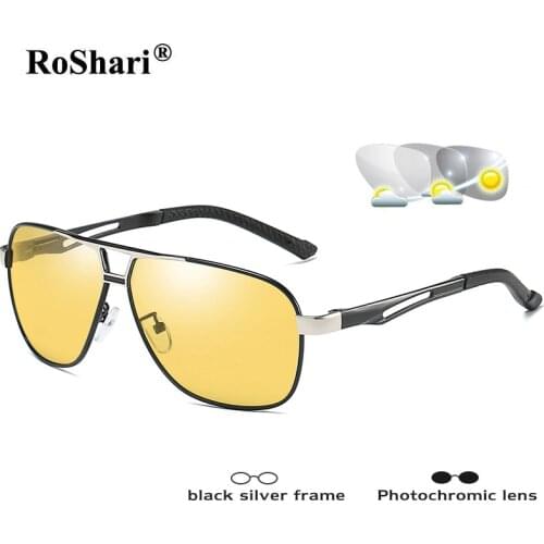 RoShari Photochromic Polarized Sunglasses Anti-glare Day And Night Vision Driving Glasses For Men And Women