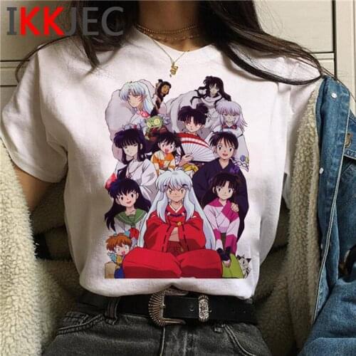 Inuyasha tshirt t shirt male graphic tees grunge vintage streetwear print tshirt top tees white t shirt harajuku kawaii