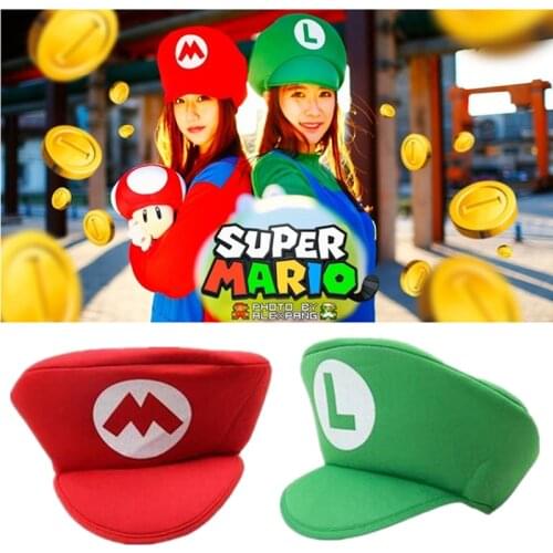 Kids Adult New Anime Cosplay Props Hats Luigi Bros Fabric Dome Hat Baseball Cap Boys Girls Cosplay Accessories