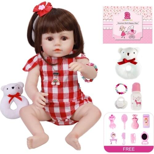 18" Baby Full Body Hair Toy Doll Smooth Vinyl Body Toddle Reborn Doll Bebe Reborn Soft Silicone Realistic Toys for Children 48CM