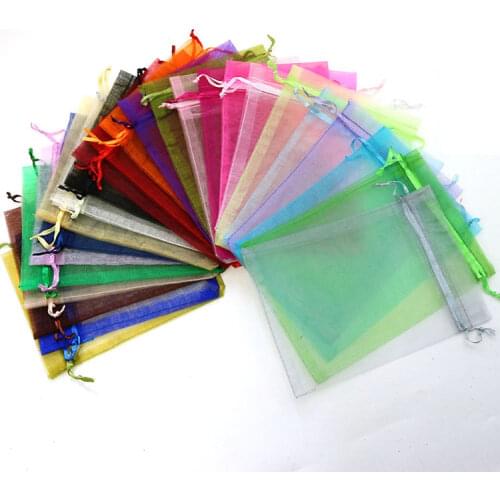 Hot sale (8 size) Jewelry Gift Organza Bags Wedding Favors Pouches Party Decoration Crafts Pack Festive Supplies 100 pcs/lot