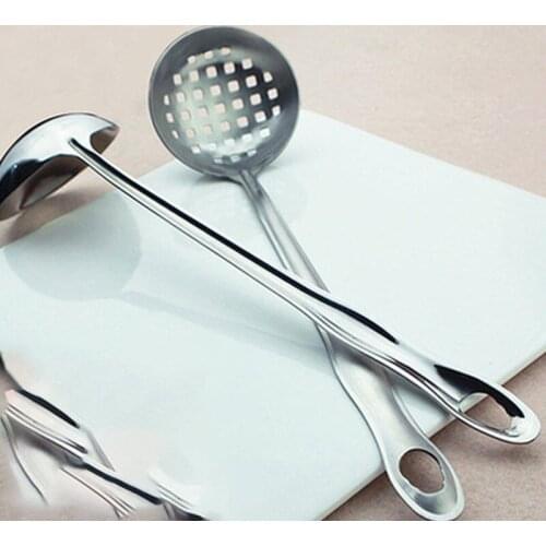 Soup spoon stainless steel hotpot spoon leak deepen spoon bowl lengthened gourd handle 6 spoon cooking soup shell soup leak