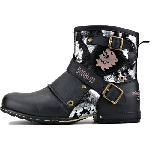 2021 OTTO ZONE New England Western Boots Genuine Leather Mens Motorcycle Boots Ankle Boots Mens Casual Boots 5008-1-J