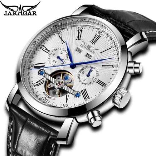 Fahion Men Calendar Tourbillion Display Leather Mechanical Automatic Watch Top Brand Luxury Men Sport Clock