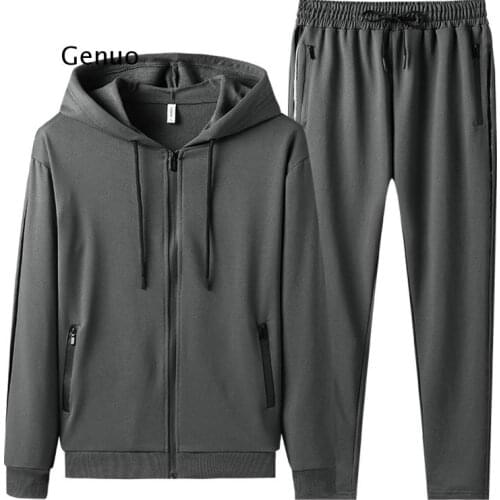 Mens Set Streetwear Spring Men Tracksuit 2021 Casual Hoodies Sportswear Mens Two Pieces Set Zipper Jacket+Pants Sports Suit