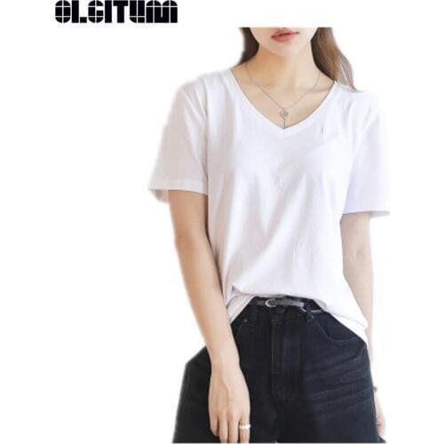 Женские однотонные футболки OLGITUM China At AliExpress