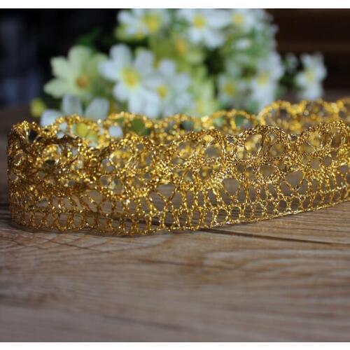 Wholesale 10Yards 3cm Gold Silver Lace Trim Sunflower Braided Hard Feeling Lace Z024