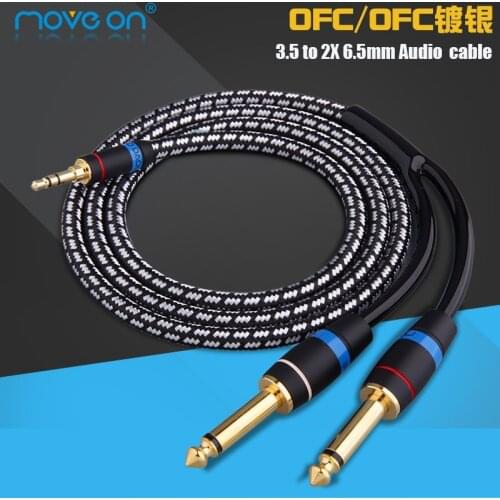 Move on 3.5 to double 6.5 audio cable one point two 6.35mm large two-core mobile phone computer tuning cable